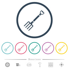 Pitchfork flat color icons in round outlines