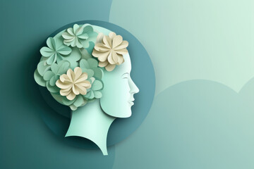 human head with paper flower