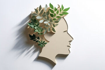 human head with paper flower