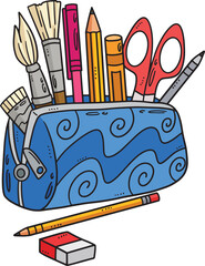 Back To School Pencil Case Cartoon Colored Clipart