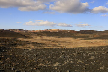 View in the Myvtan National park located in northern Iceland in the vicinity of the Krafla volcano