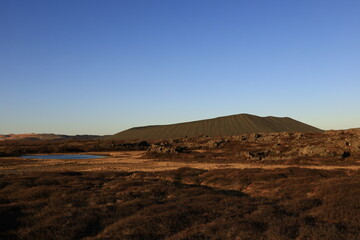 Hverarönd is a hydrothermal site in Iceland with hot springs, fumaroles, mud ponds and very active solfatares. It is located in the north of Iceland