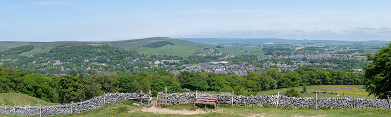 Fototapeta na wymiar View from Buxton country park of Buxton town in the Peak District