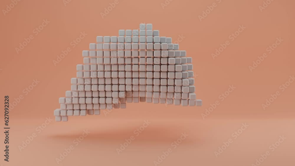 Poster loop 3d animation of a set of cubes. the cloud of cubes pulsates and changes size and shape. cubes a