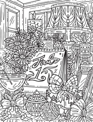 New Year Table Calendar Adults Coloring Page 
