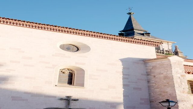 Alcala de Hentares, Gothic Isabelline Style cathedral, Madrid. Establishing shot nobody vertical video