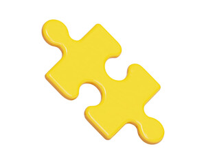 3d jigsaw puzzle piece yellow on isolated background. Stock vector illustration.