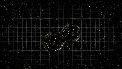 blackholes gravitational waves 3d animation, can be used to represent spacetime, lhc experiment or relativity theory © Ricardo