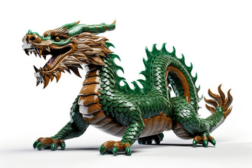 Green wooden Dragon. Chinese New Year. Horoscope. The symbol of 2024. Generative AI