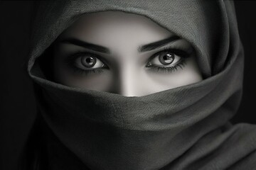 Naklejka premium Portrait of a Young Moroccan Woman with Niqab. Generative ai