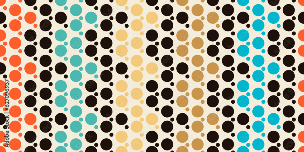 Aufkleber Colored dots repeating vertically. Vector pattern of large dots. Design for textile, fabric, clothing, curtain, rug, batik, ornament, background, wrapping.
