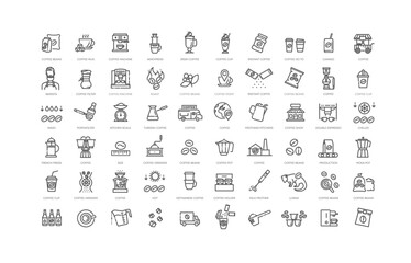 Set of coffee production icons - 627097552