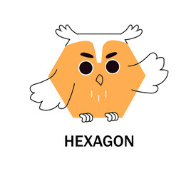 Hexagon yellow owl line vector concept