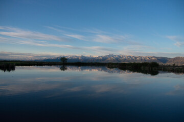 mountain reflection in river