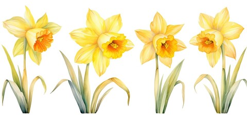 Daffodil Watercolor  Nature's Harmony - Daffodil Watercolor Bliss - Embrace the Joy of Floral Artistry  Generative AI Digital Illustration