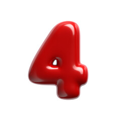 red cartoon number 4 - 3d glossy digit - Suitable for events, design or passion related subjects