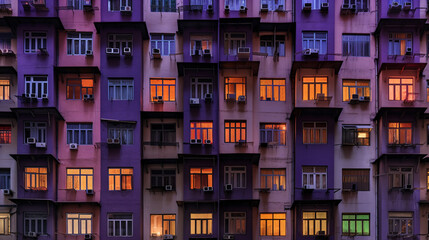 a shot of an apartment building with colorful walls - generative AI