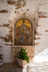 Inside the beautiful Monastery of the Most Holy Theotokos in Palaiokastritsa, Corfu, Greece