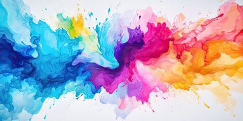 Watercolor Splashes  Expressive Watercolor Splashes - Burst of Creativity on a Clean Canvas - Embrace the Artistic Flair in Every Stroke  Generative AI Digital Illustration