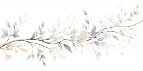 Fototapeta na wymiar Watercolor Branches Subtle and Dreamy Watercolor Branch - Isolated on a Clean White Background, in a Boho and Captivating Wedding Style Generative AI Digital Illustration