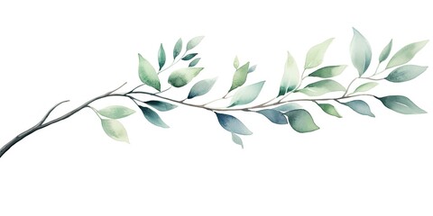  Watercolor Branches   Subtle Watercolor Branch Isolated on White - Embracing Boho and Captivating Elements - Watercolor Art, Isolated Branch Illustration Generative AI Digital Illustration
