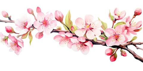  Watercolor Branches Watercolor Cherry Blossom - Spring Illustration with Different Elements - Petals, Twigs, Buds, Flowers - Handmade Card for You    Generative AI Digital Illustration