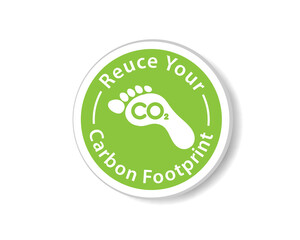 Reduce your carboon footprint sticker icon. Clipart image isolated on white background