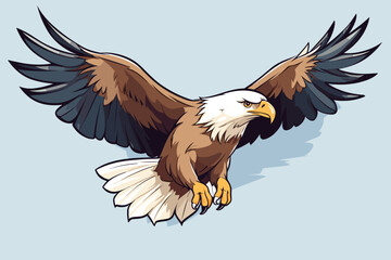 Fototapeta na wymiar Doodle inspired The Bald Eagle, cartoon sticker, sketch, vector, Illustration