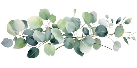 Watercolor Branches Watercolor Green Bouquet with Eucalyptus Leaves and Branches - Exuding the Beauty of Greenery - Hand-Painted and Isolated -   Generative AI Digital Illustration
