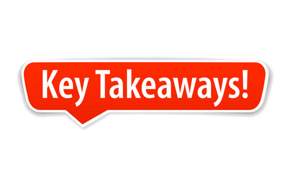 Key takeaways text speech bubble icon. Clipart image isolated on white background