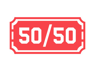 50-50 raffle ticket icon. Clipart image isolated on white background