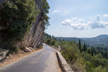 Fototapeta na wymiar Mountainous road pass to Lakones village, Corfu, Greece