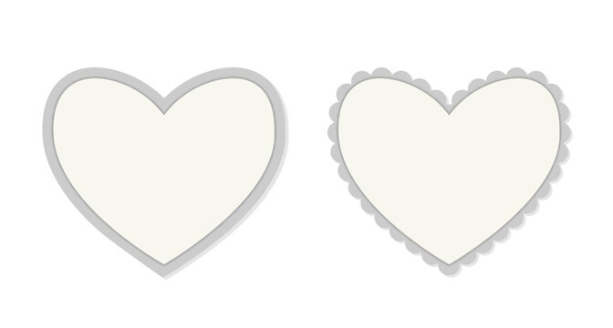 Heart shape banner template basic and scalloped. Clipart image isolated on white background