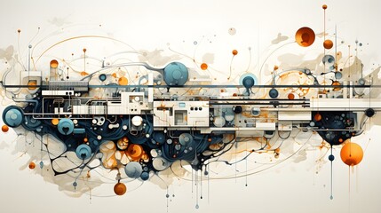 Organic Elegance meets White Tech Graphic Background