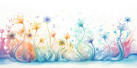 An Illustration of Ceramic Watercolor Splash - Whimsical Fusion - A hand-drawn illustration showcasing the charming fusion of watercolors   Generative AI Digital Illustration