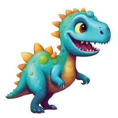 Fototapeta premium funny cute little dinosaur cartoon , blue dinosaur illustration vector, isolated on white background.