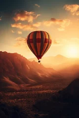 Foto op Aluminium Hot air balloon flying. Generative AI Illustration © Ilva