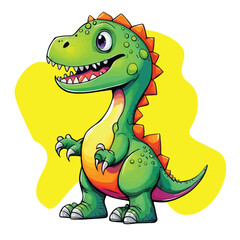 Cute little dinosaur cartoon , green dinosaur illustration vector, isolated on white background. 