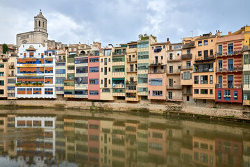 Fototapeta premium View of old town Girona, Catalonia, Spain, Europe. Summer travel.