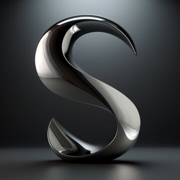 Glänzendes 3D-Metalllogo mit dem Buchstaben S