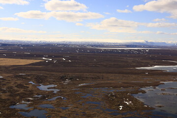 Mývatn is a shallow lake located in an area of active volcanism in northern Iceland, near the Krafla volcano