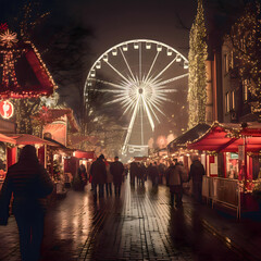 wheel at night at christmas market