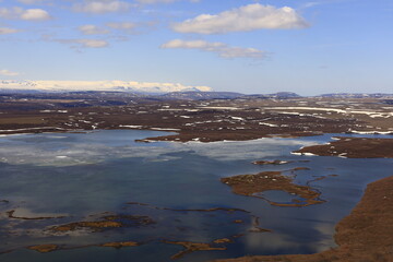Mývatn is a shallow lake located in an area of active volcanism in northern Iceland, near the...