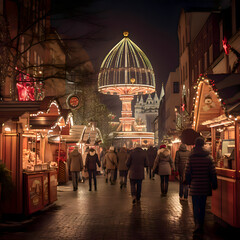 wheel at night at christmas market