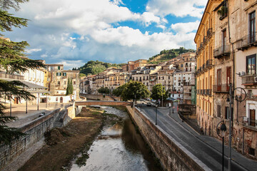 Naklejka na ściany i meble Old town of Cosenza Italy. Historic buildings in Cosenza, Calabria, Italy
