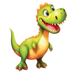 Cute little dinosaur cartoon , green dinosaur illustration vector, isolated on white background. 