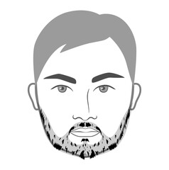 Patchy Beard style men in face illustration Facial hair mustache. Vector grey black portrait male Fashion template flat barber collection set. Stylish hairstyle isolated outline on white background.