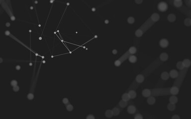 Abstract background. Molecules technology with polygonal shapes, connecting dots and lines. Connection structure. Big data visualization.