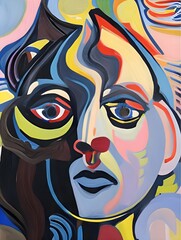 Fototapeta premium woman face, abstract colorful graffiti, generative ai