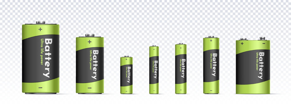 Set of alkaine batteries vector concept
